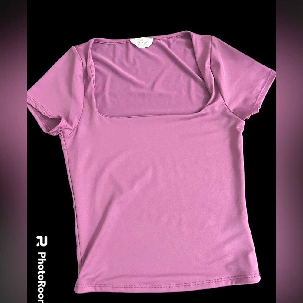 Pinkish-purple square neck top
